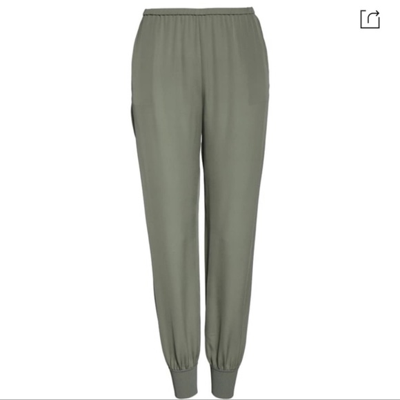 Theory Pants - NWT Theory Green Silk Track Pants / Joggers, size large